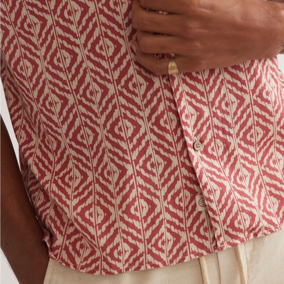 NWT Marine Layer Tencel Linen Resort Shirt Warm Geo Print Men’s S. - Picture 5 of 7